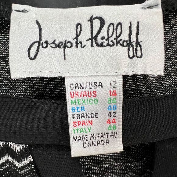 Joseph Ribkoff Knit Dress Womens 12 Black White Zig Zag Stretch Mod Retro Glam - Picture 10 of 12